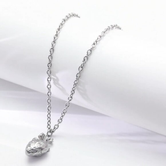 Stainless Steel Anatomical Heart Pendant Steampunk Style Medical Necklace - Picture 7 of 7